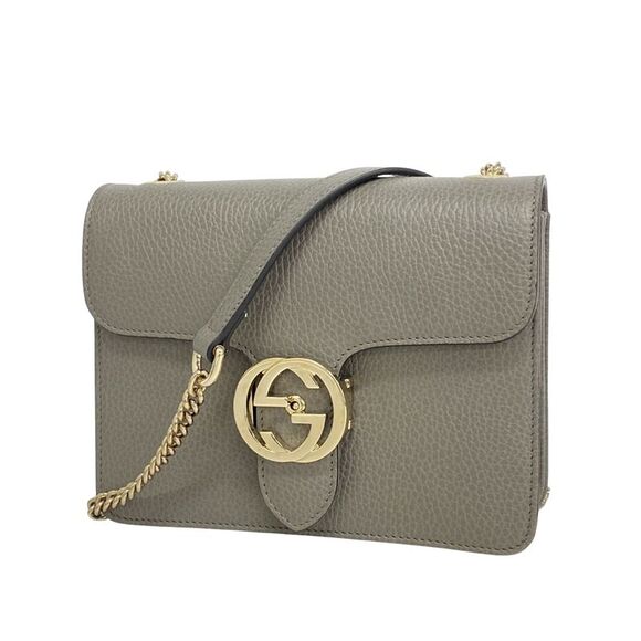 Gucci Handbags - Gucci Interlocking G Grey Leather Shoulder Bag (Pre-Owned)